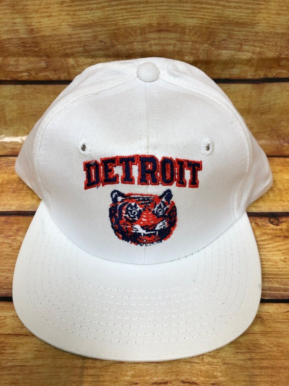 NOS Vintage Detroit Tigers White MLB White Snapback Hat Cap Twins Enterprise